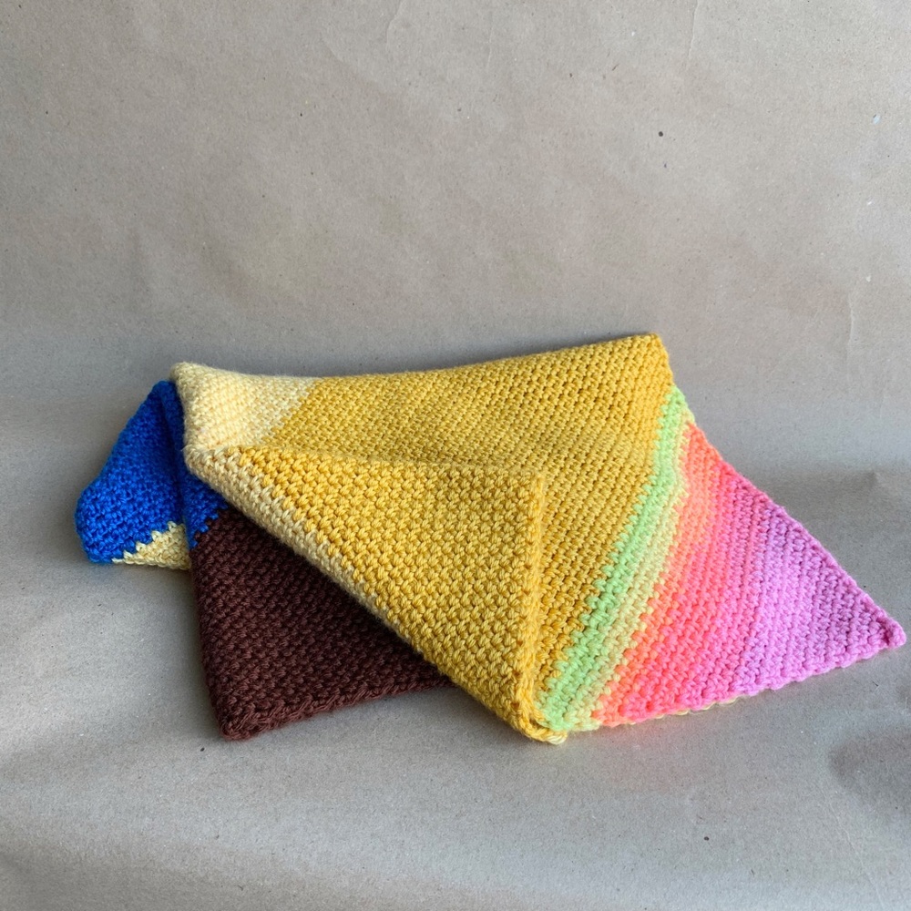 Vintage Crochet Asymmetric Stripe Throw Blanket - Picture 8 of 10